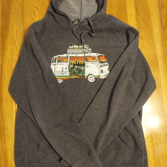 Charcoal Graphic Hoodie with Van Design - Picture 1 of 4